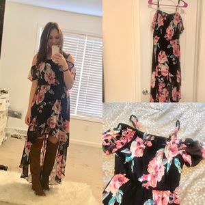 Floral high/low maxi